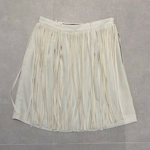 Zara women size XS XSmall Fringe ivory skirt with lining zipper on side boho